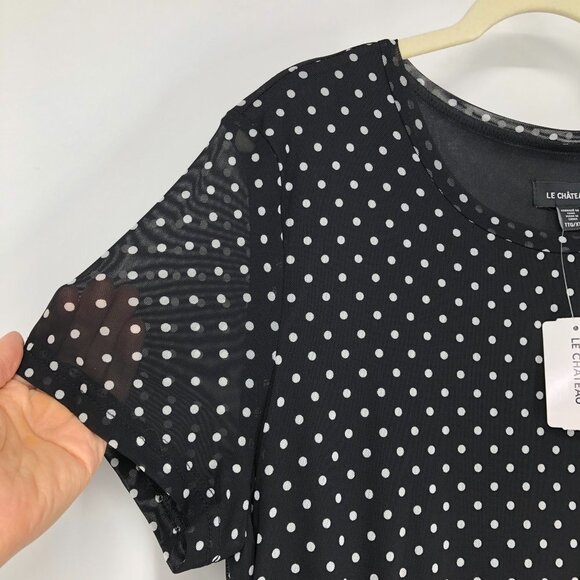 Le Chateau  Black white Polka Dot short sleeve ruched NWT Dress Size XXL - Picture 6 of 16